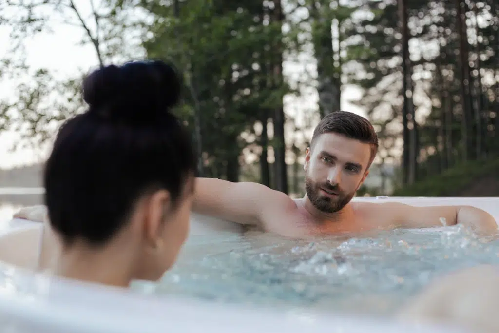 A man looking at the woman