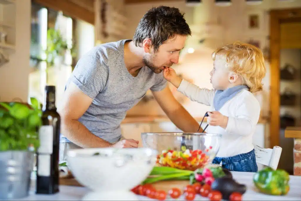 A man taking care of a child