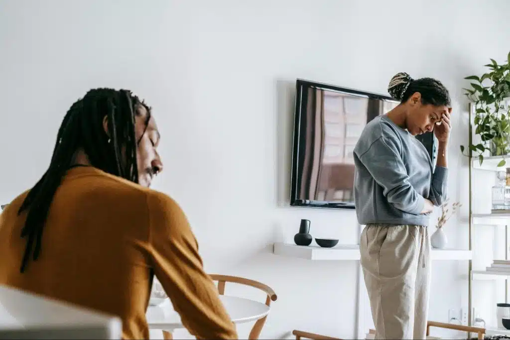 A man and woman not talking
