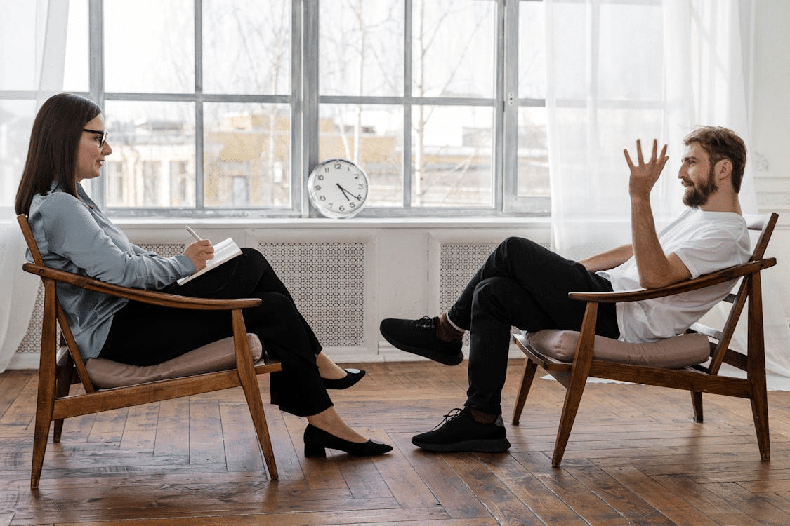 A couple talking