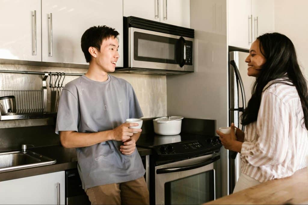 A man and woman having a conversation
