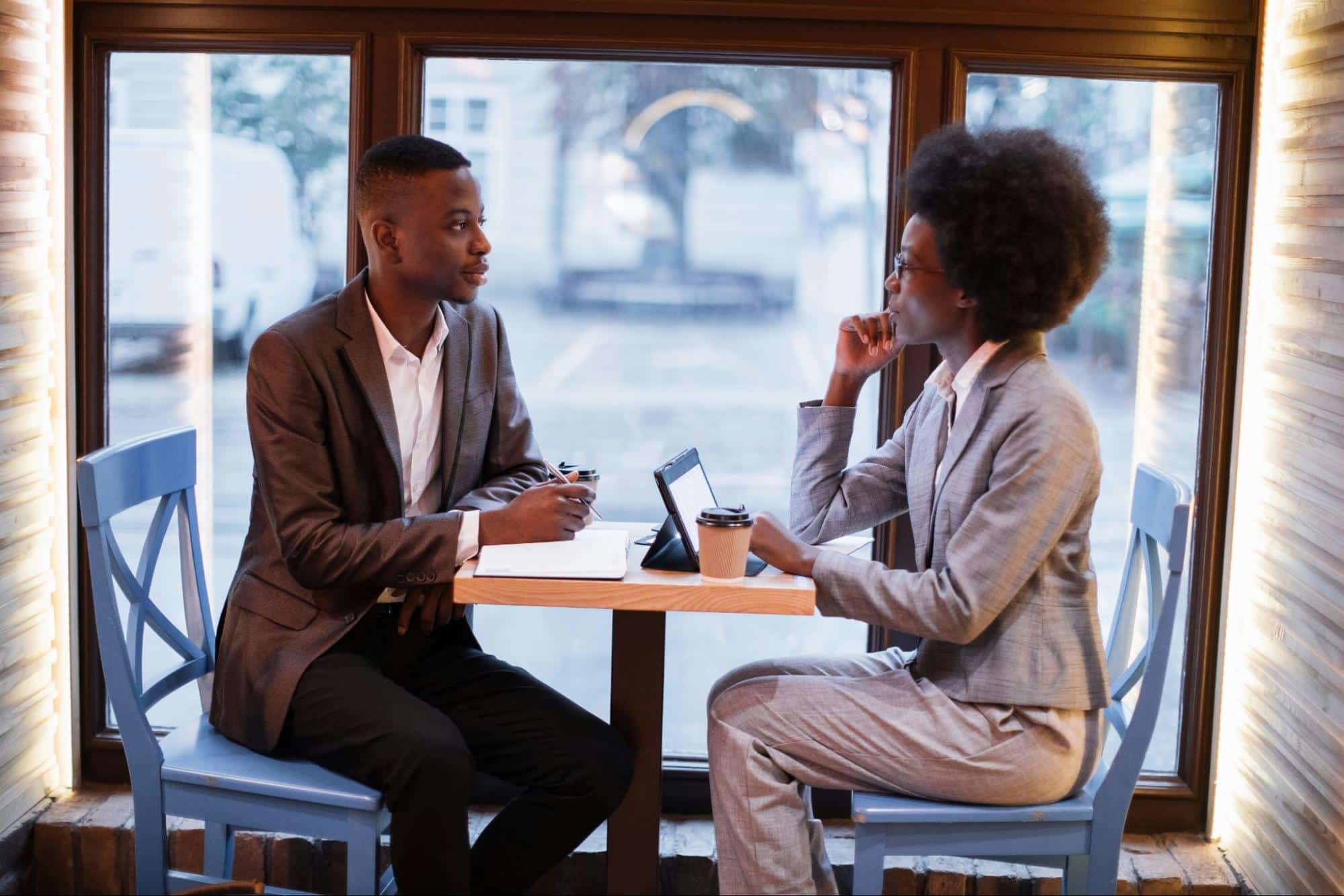 A man and woman having a talk