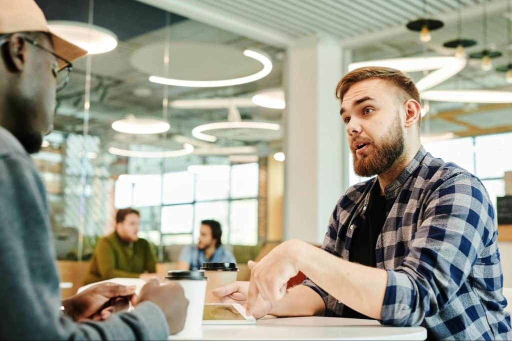 A man talking with his client