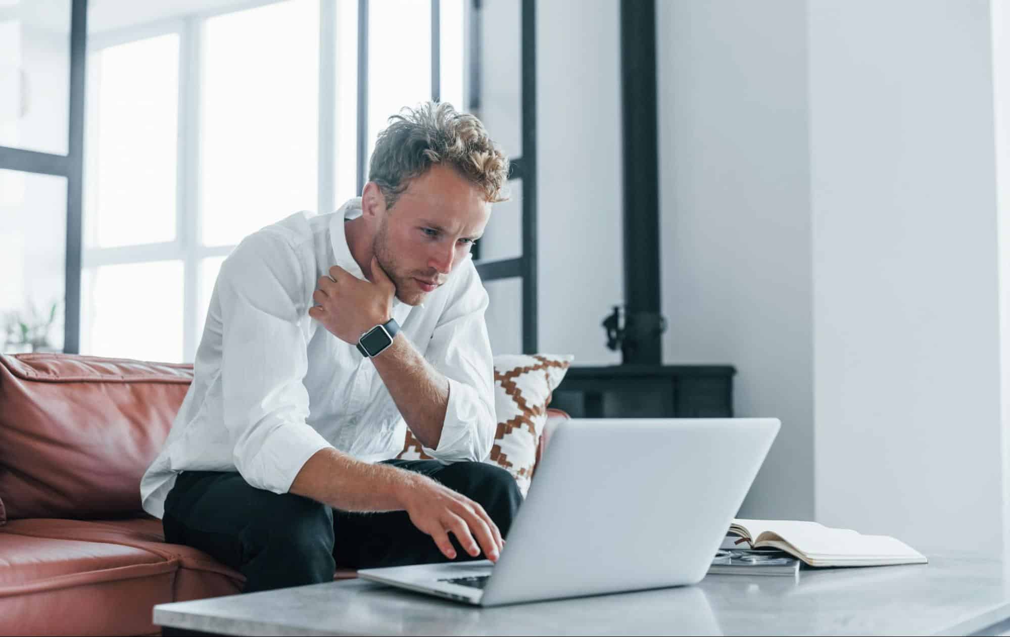 A man seriously working