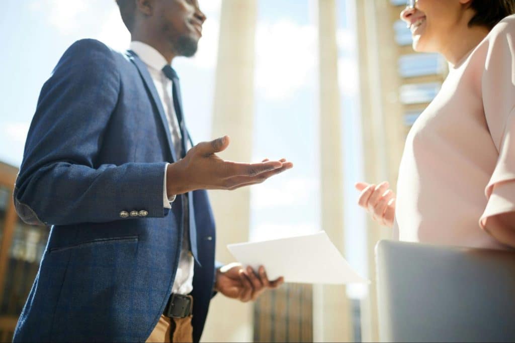 A man and woman having a conversation