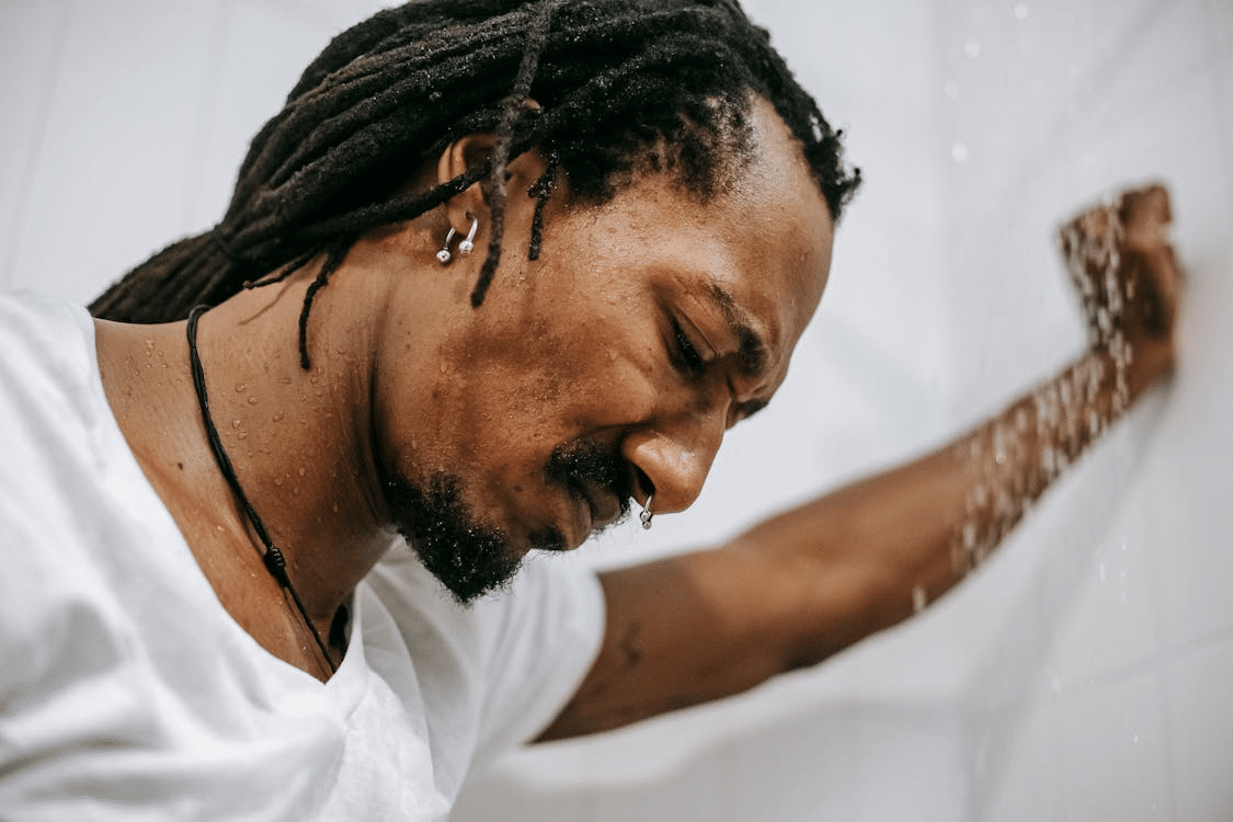A man in a shower