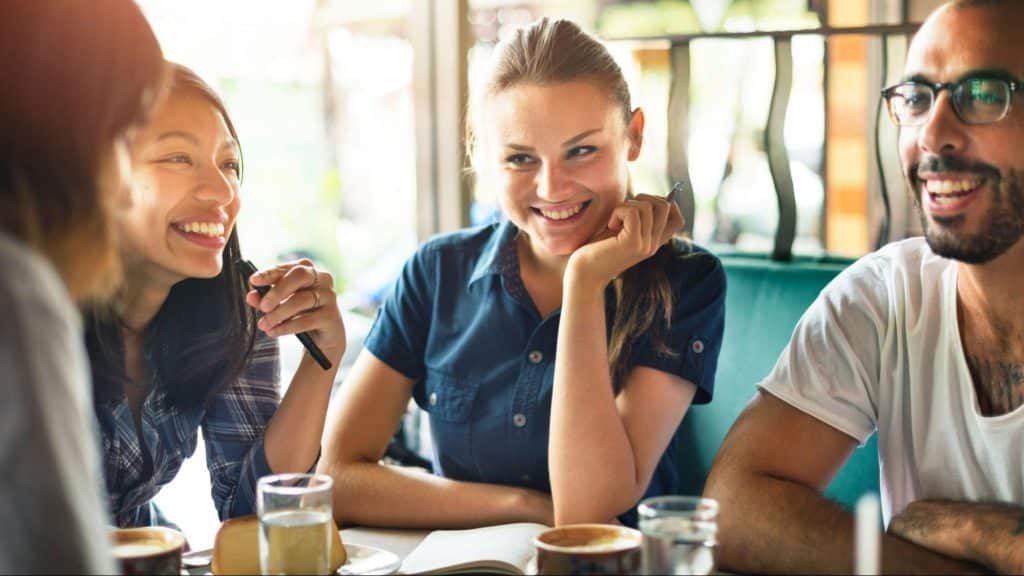 A man and woman with their friends