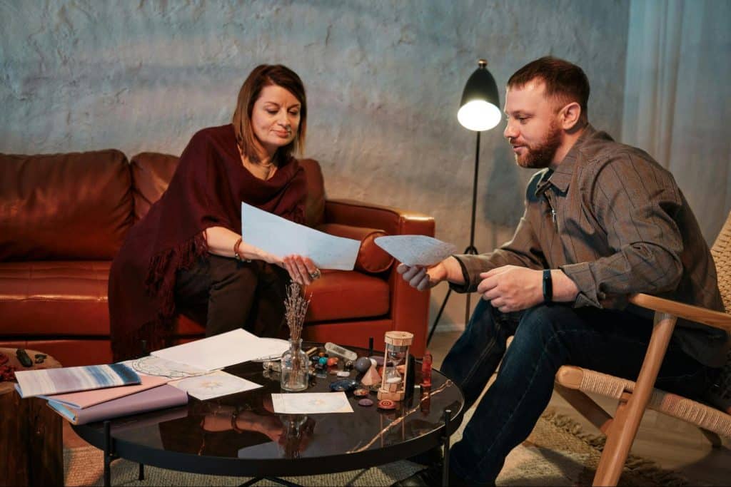 A man and woman at the living room