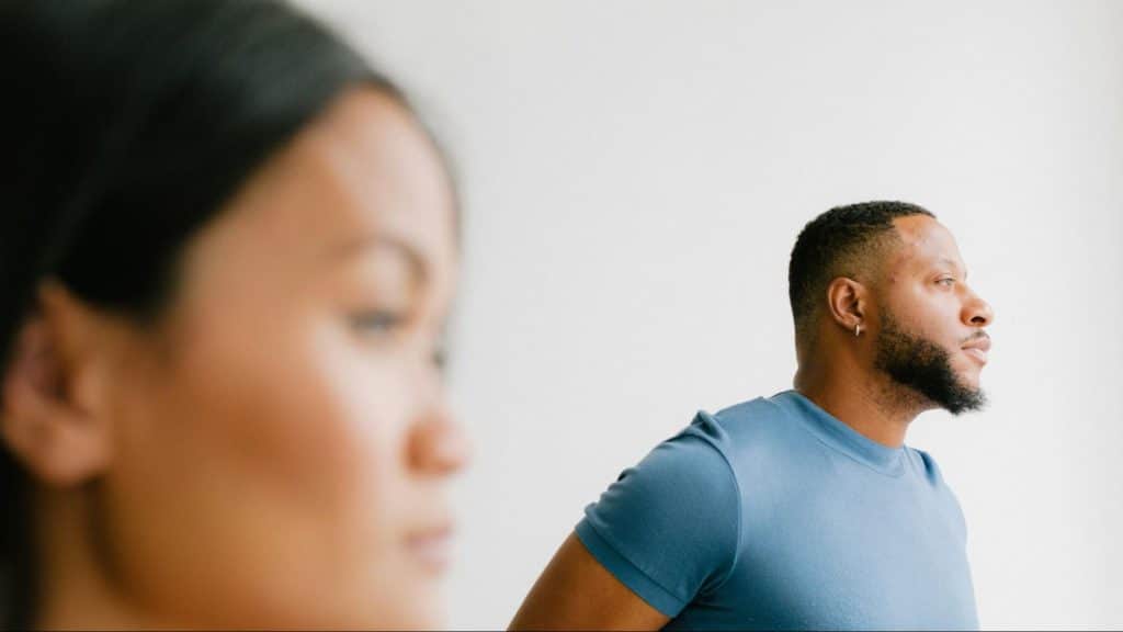 A man avoiding a woman