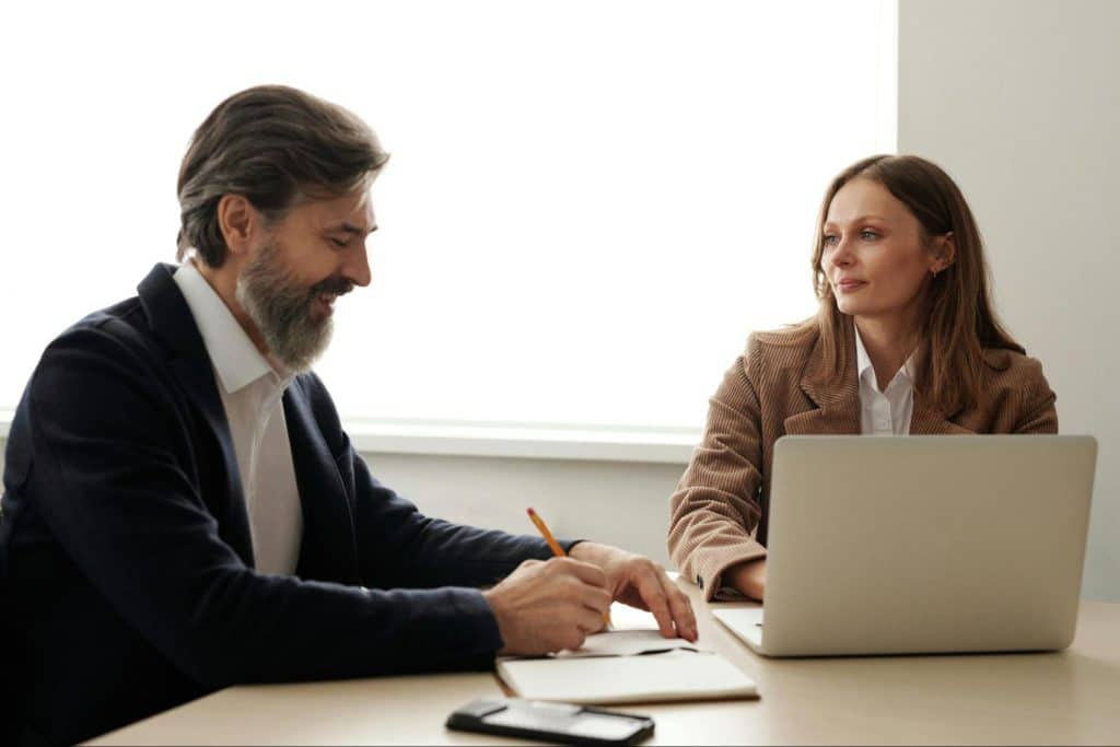 A man and woman having a conversation