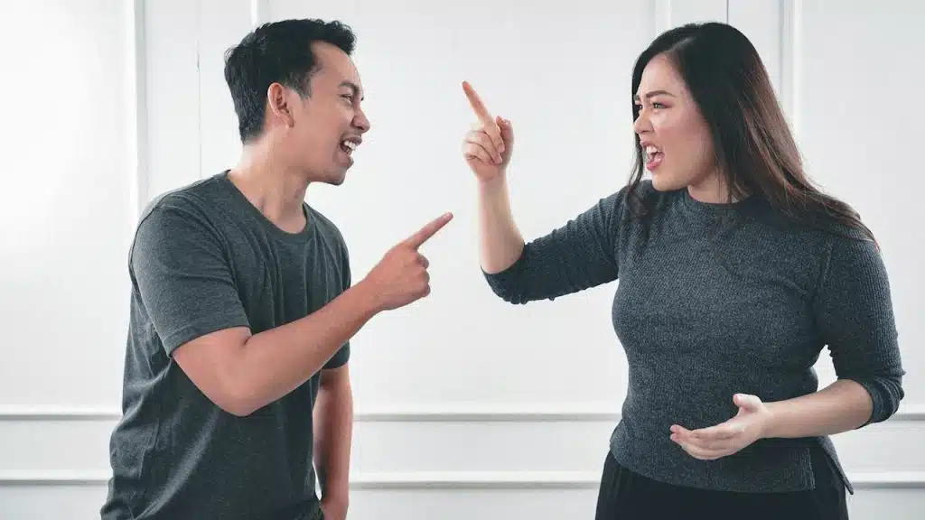 A couple is fighting with each other.