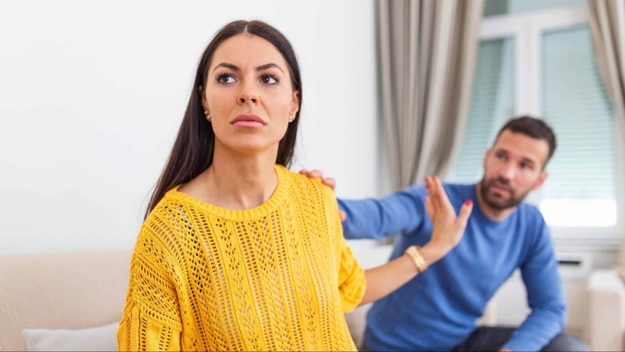 A woman saying no to man