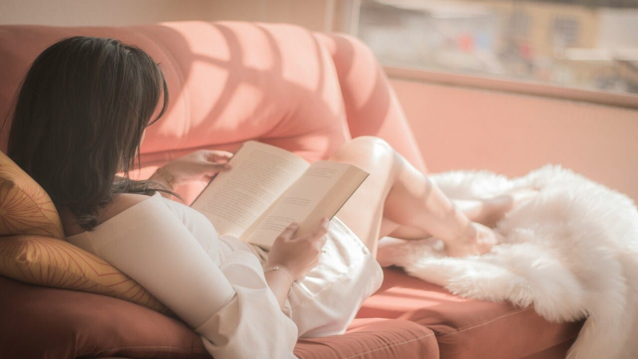 A woman reading by herself 