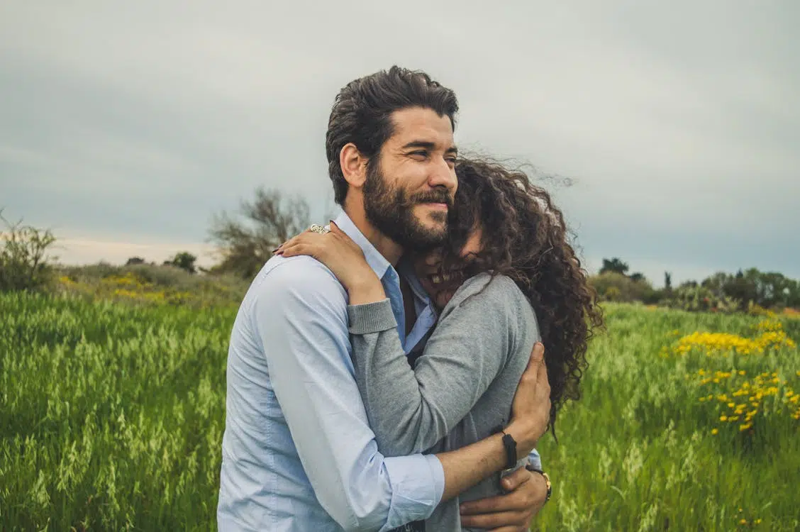 A couple hugging each other
