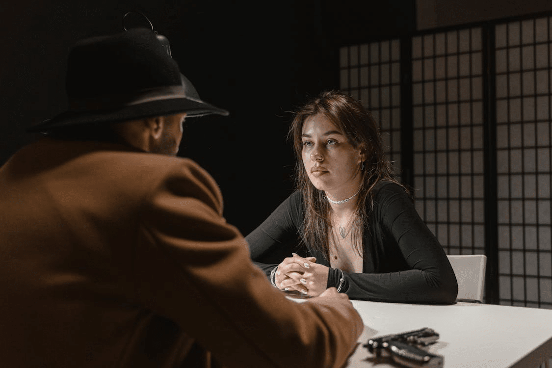 A man and a woman staring at each other