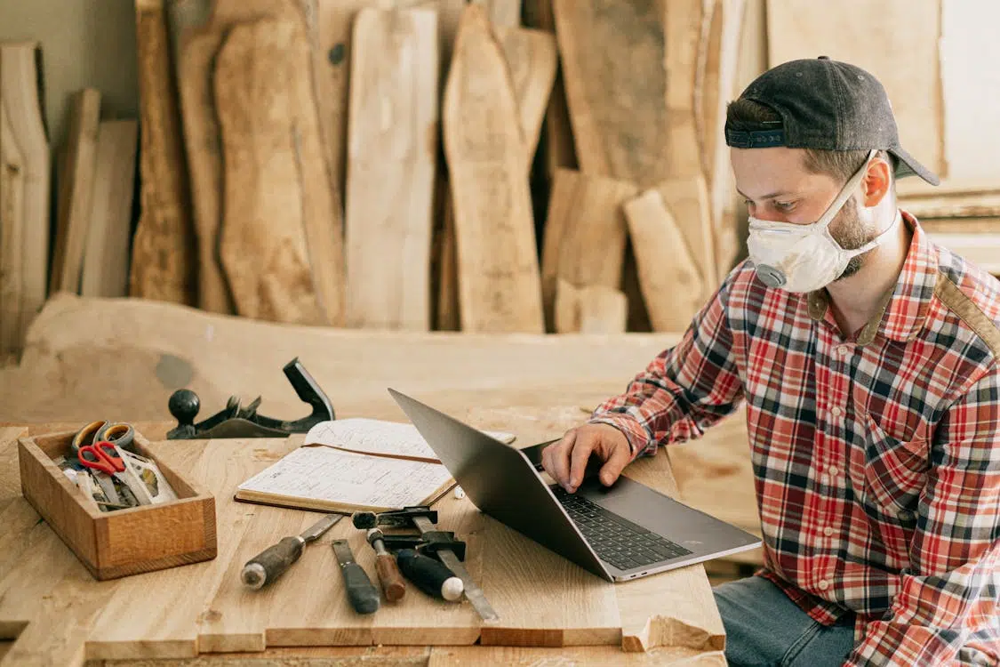 A man doing woodworking