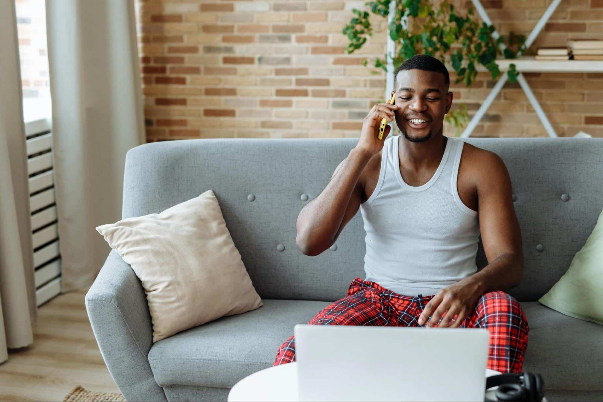 A man calling his partner
