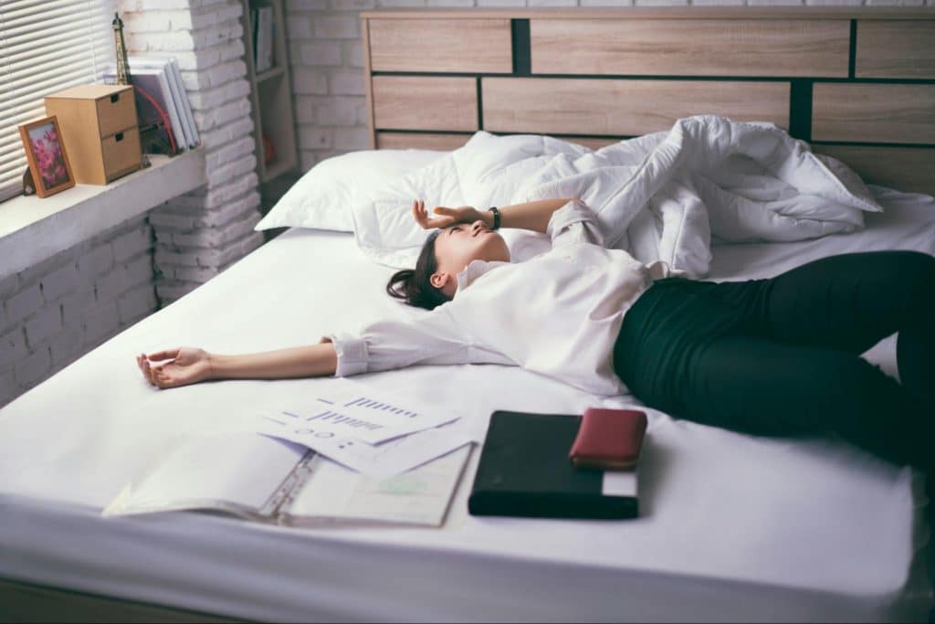 A woman exhausted