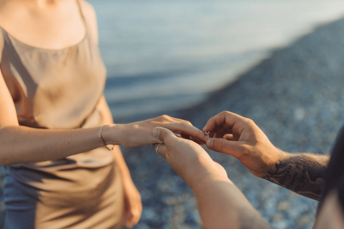 A couple getting engaged