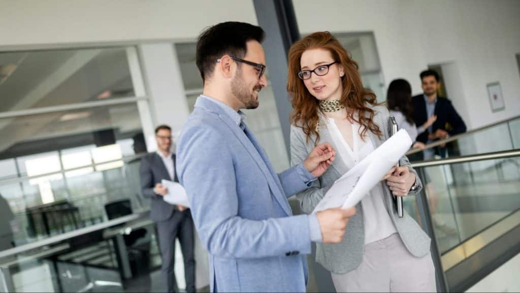 A man and woman at the work