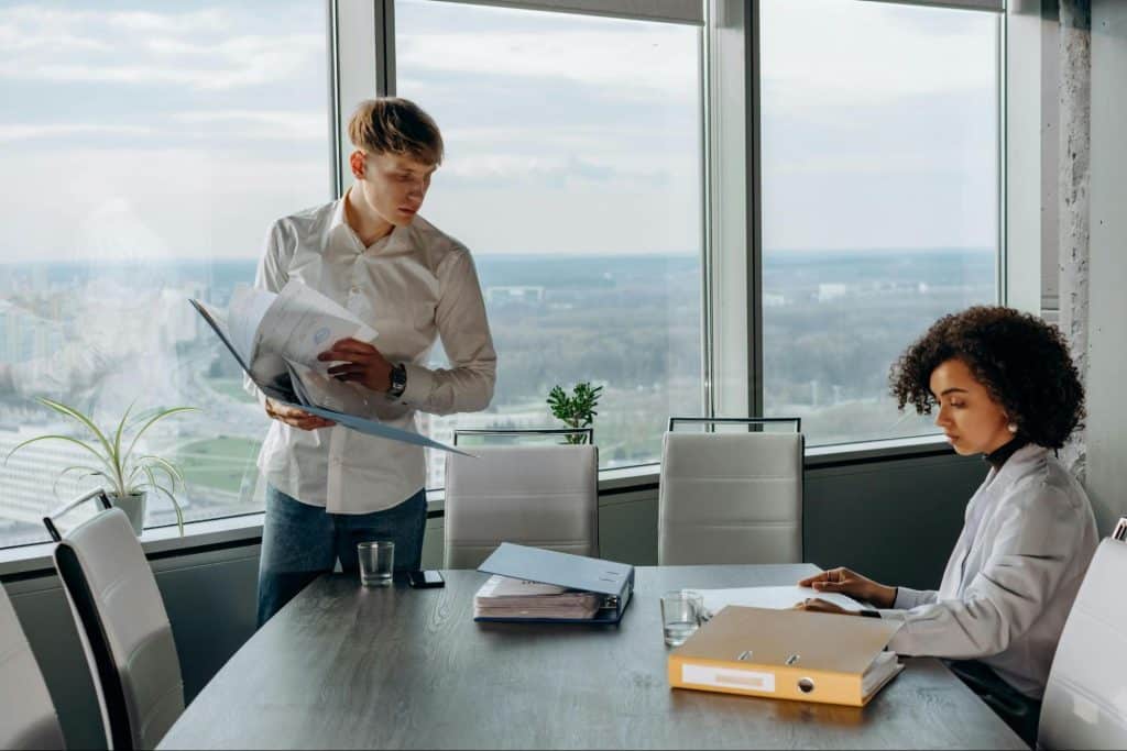 A man and woman planning