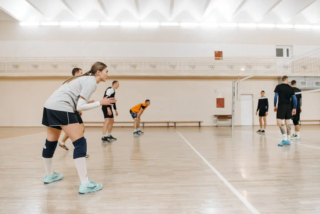People playing volleyball