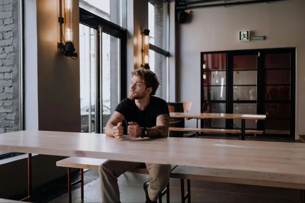 A man sitting alone and waiting