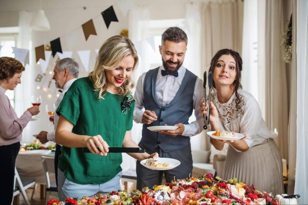 A man and woman in a family gathering