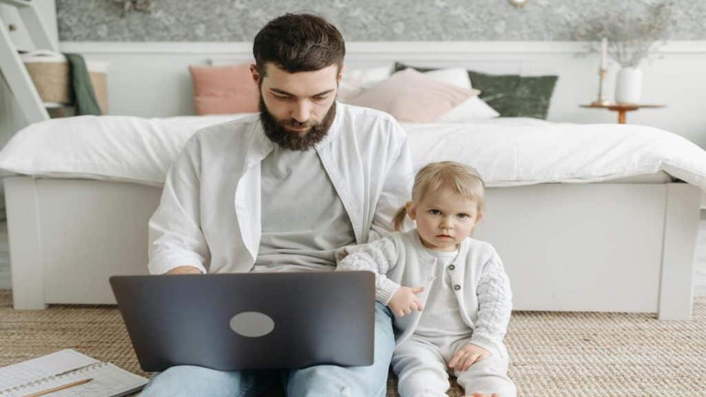 A dad working from home