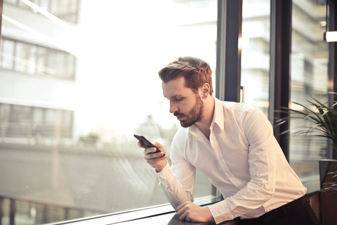 A man texting