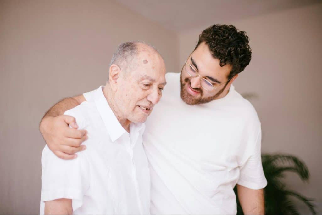 A father and son talking