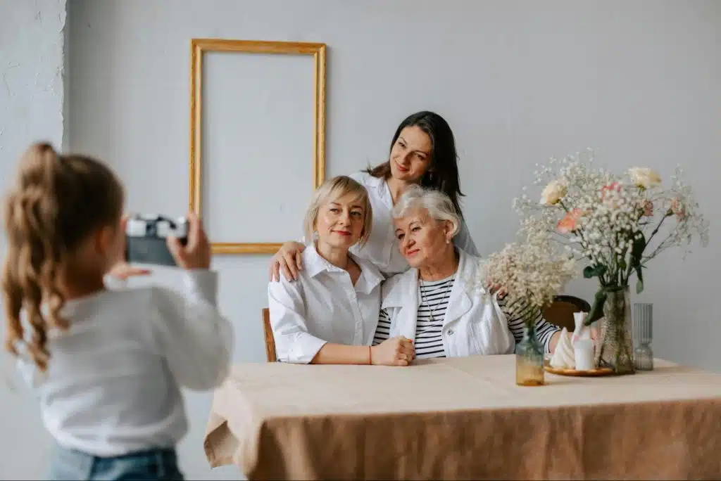 A woman with her family