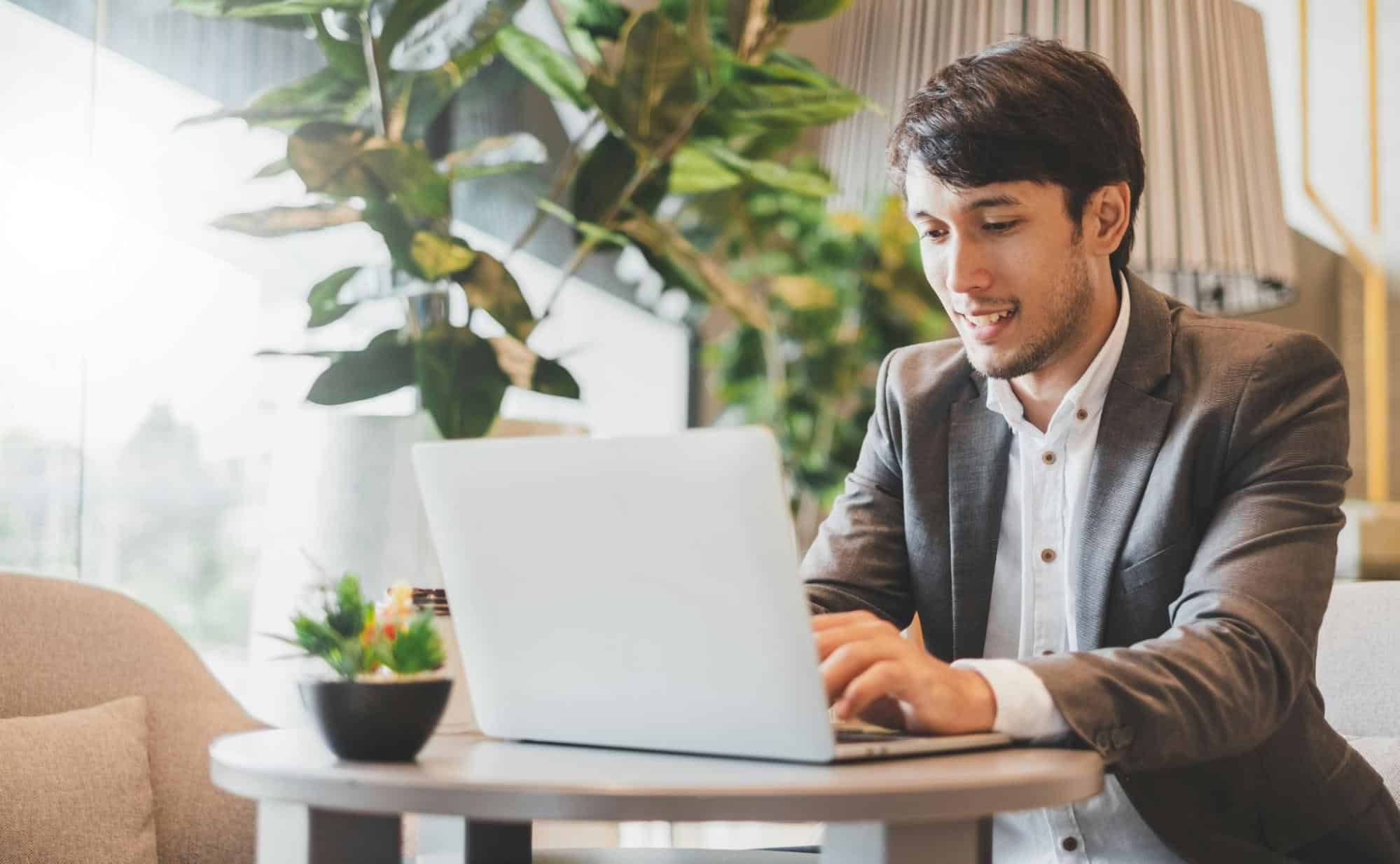 A man using a laptop