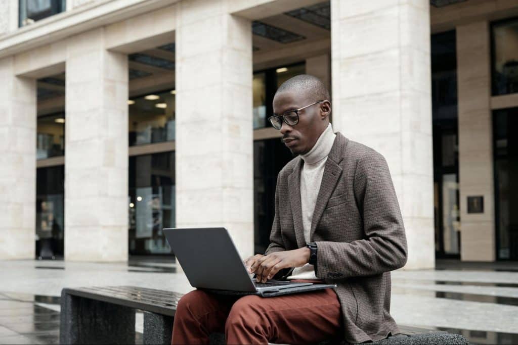A man using a laptop
