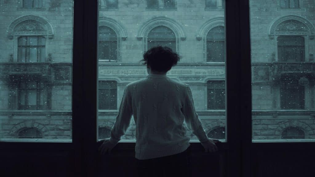 A man looking out the window