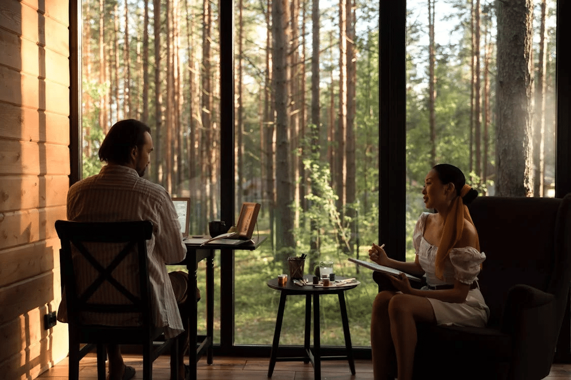 A couple talking