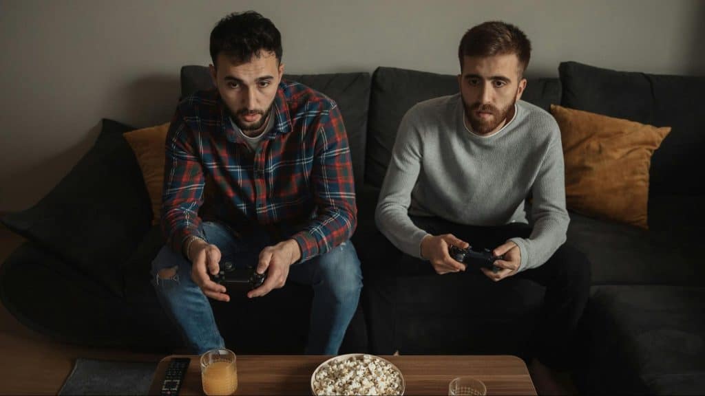 Two men playing games