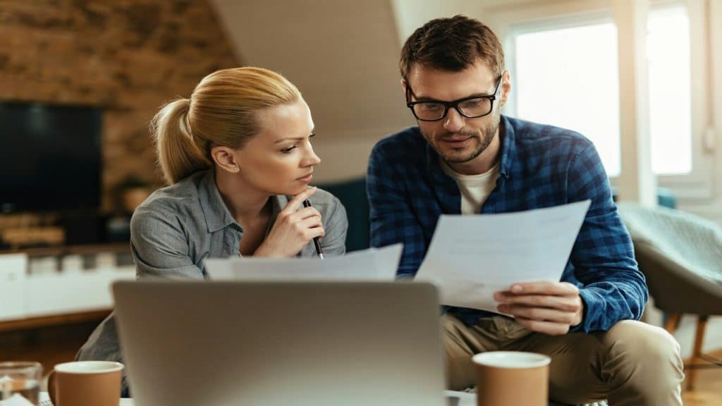 A couple doing their bills together