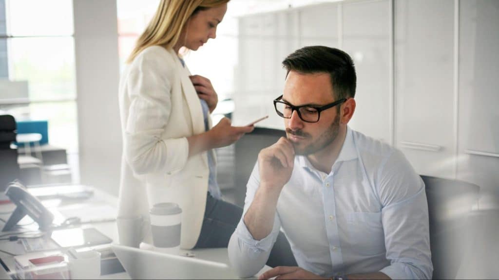 A man ignoring a woman