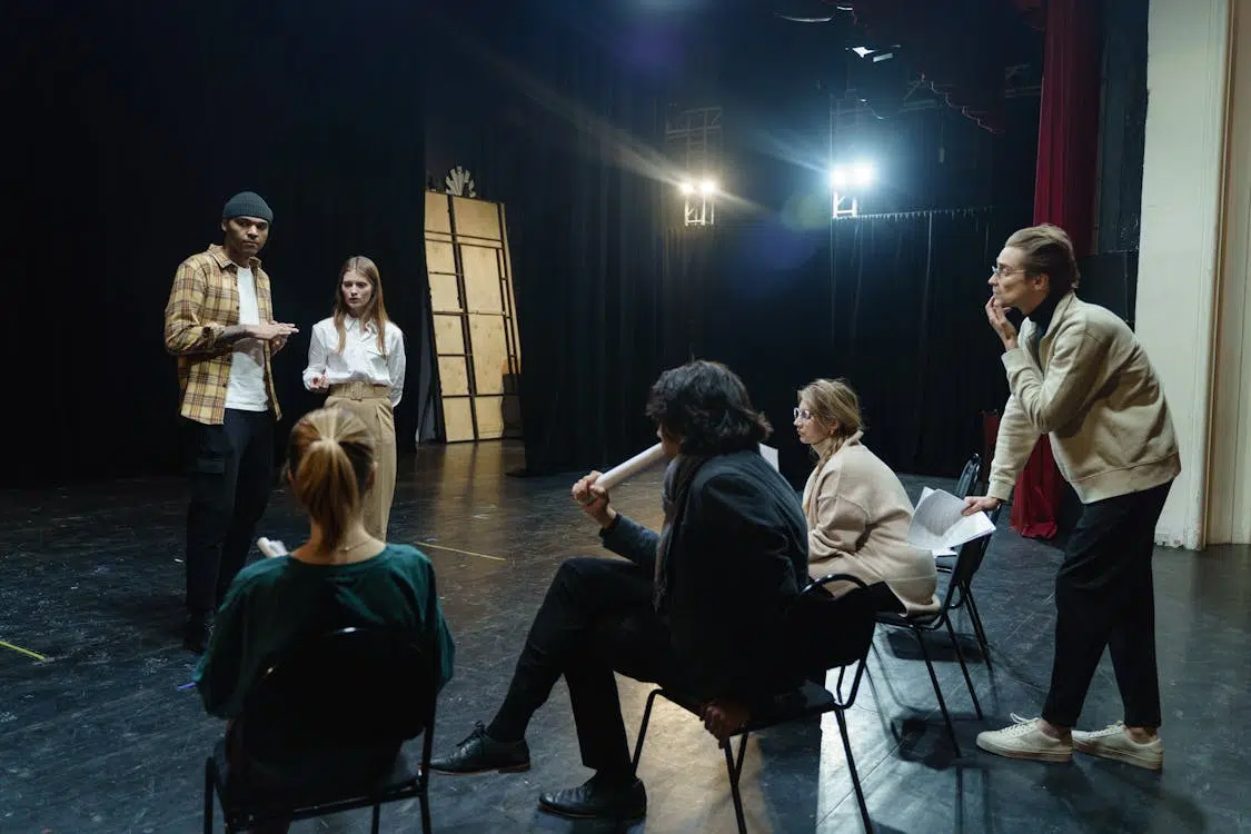A group of people having a meeting