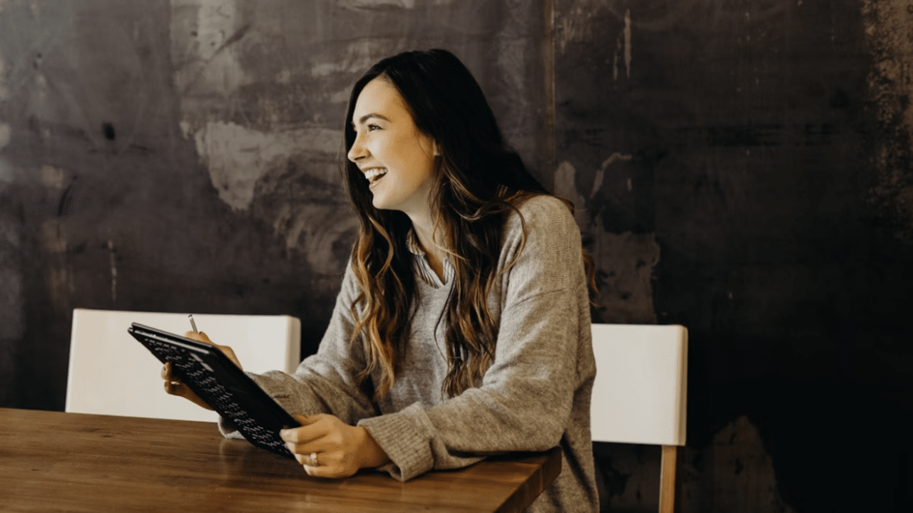A woman busy at work