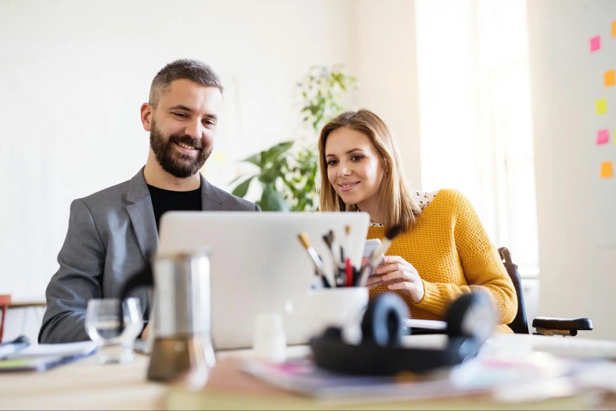 A couple looking at the laptop