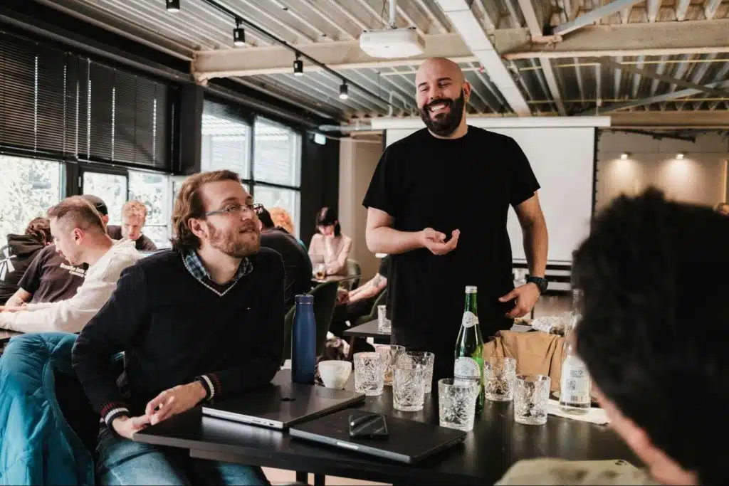 Men laughing