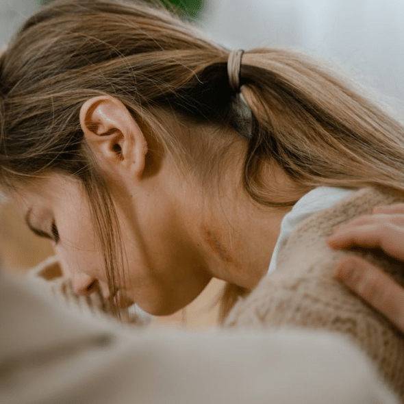 A woman crying
