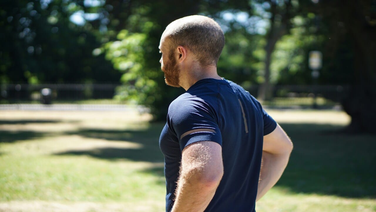 A man exercising by himself