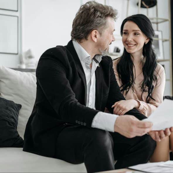 A man and woman making decisions together