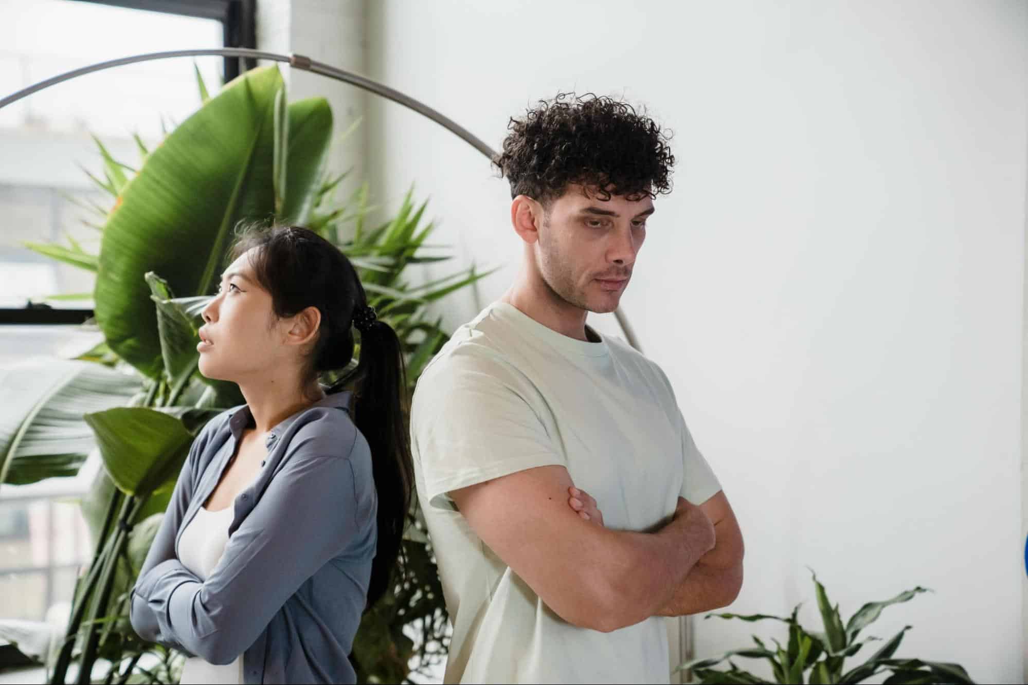 A man and woman not talking to each other
