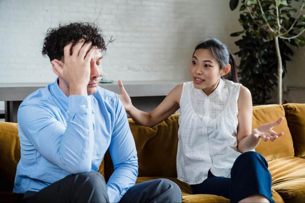 A man tired of listening to woman