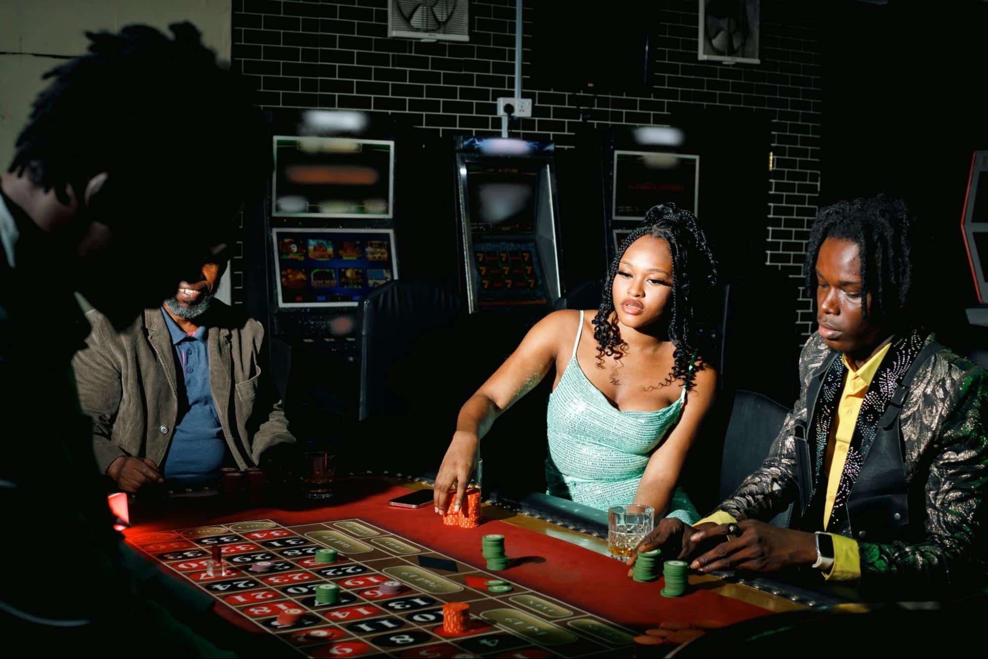 A man and woman gambling