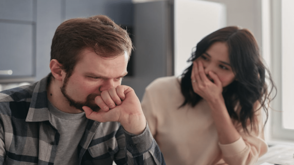 A man refusing to look at his wife